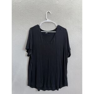 Old Navy Womens Shirt Size XXL Luxe Black Short Sleeve V-Neck